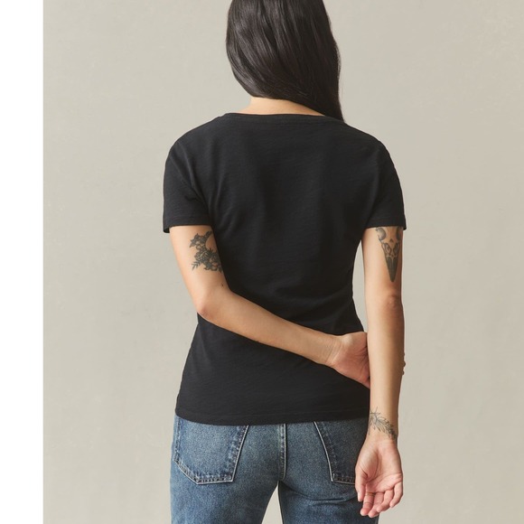 American Giant Women's V Neck T Shirt Size L Black Short Sleeve Basic‎ Tee - Picture 6 of 8